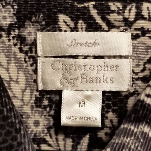 Christopher Banks M Jacket Corduroy Black Gray Floral Fall Autum Trucker Cottage - Picture 6 of 10